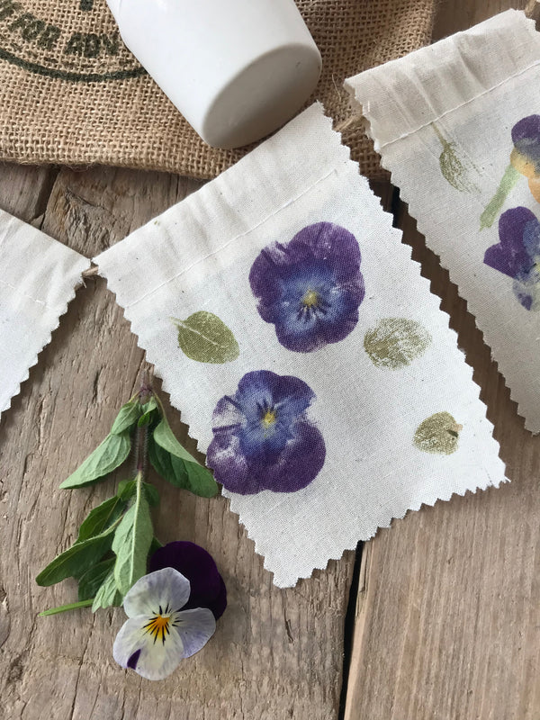 violas printed on cotton bunting