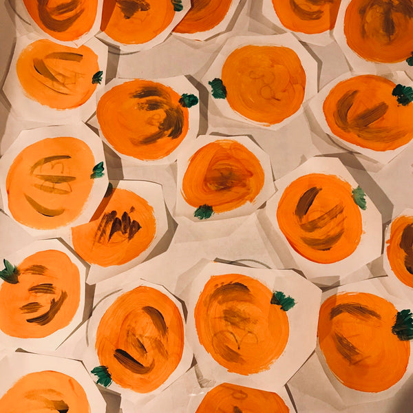 Mini painted pumpkin counting game