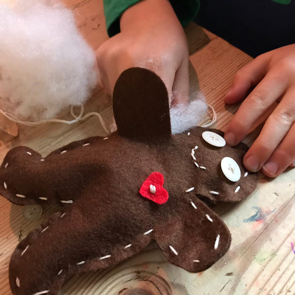 Our Gingerbread People sewing project in progress