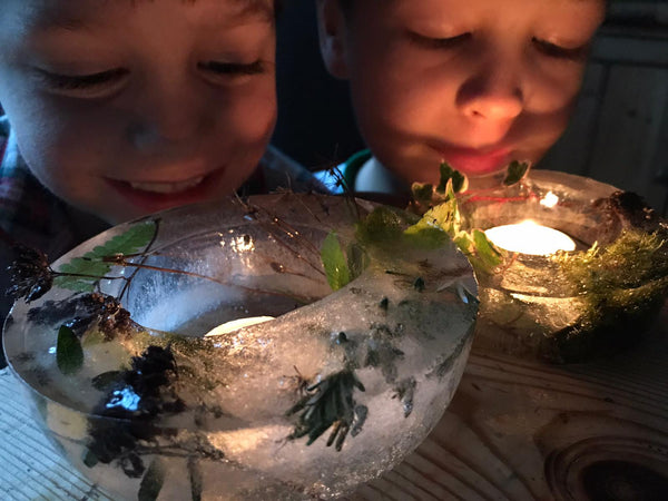 Children enjoy ice lanterns