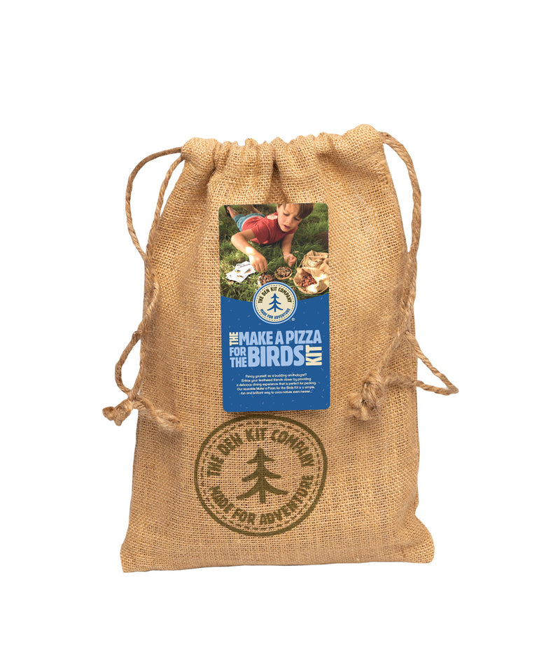 Drawstring bag, made from natural sisal hessian, to keep your Bird Pizza Kit components safe